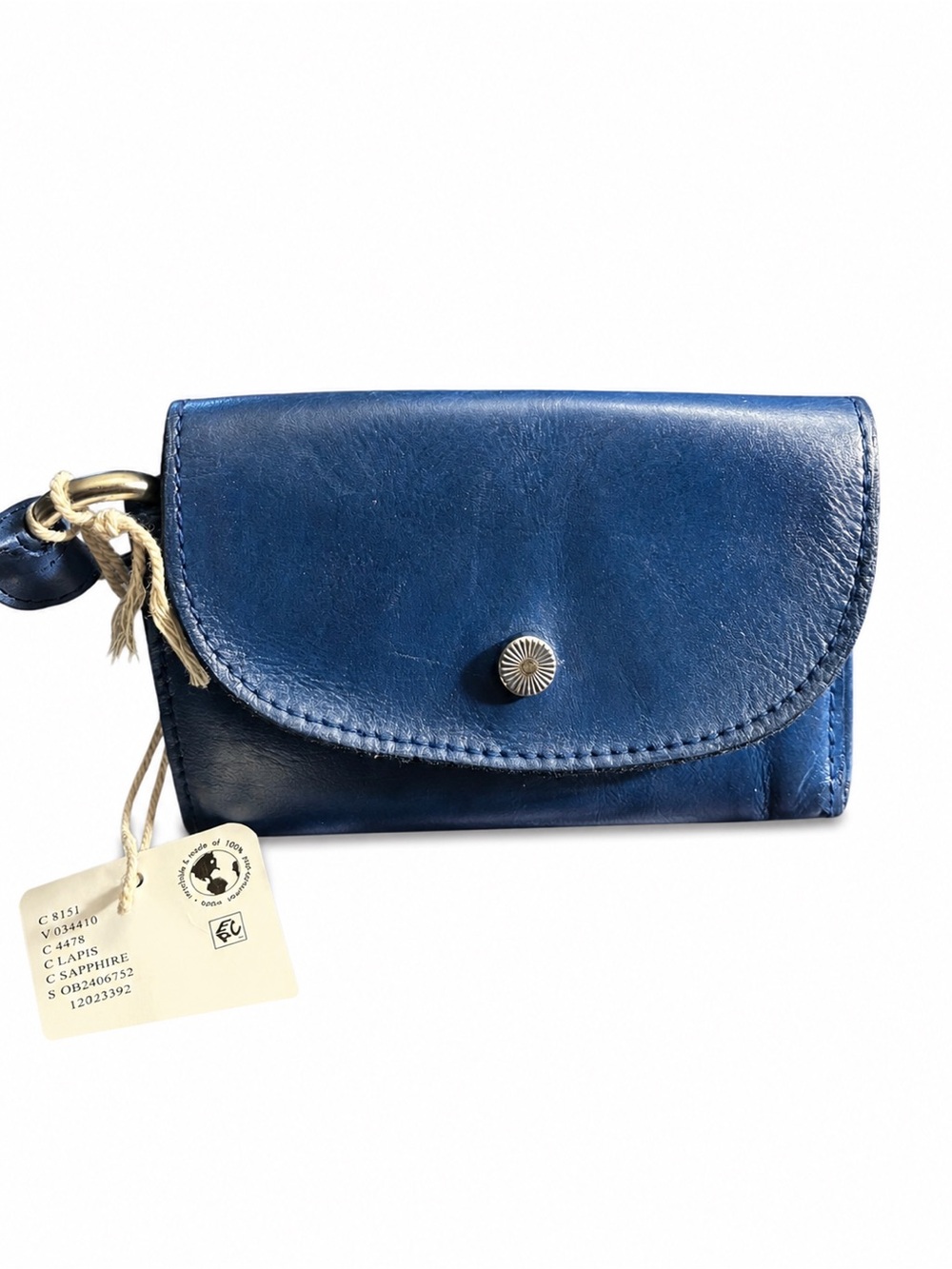 Free People Blue Leather Coin Pouch / Mini Wallet NWT